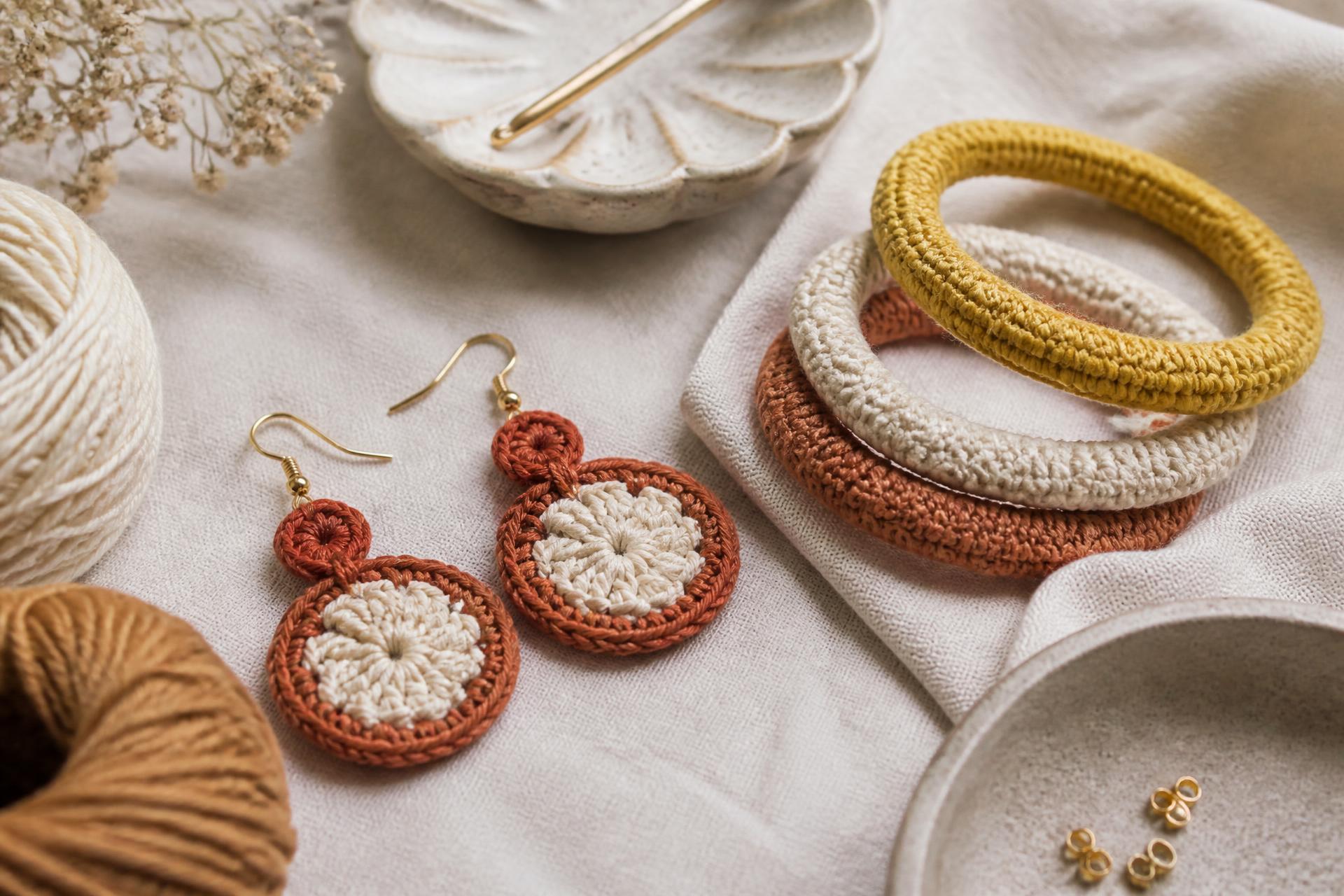 Cotton yarn and crochet work on linen